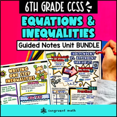 Thumbnail for One Step Equations & One Step Inequalities Guided Notes BUNDLE | 6th Grade CCSS