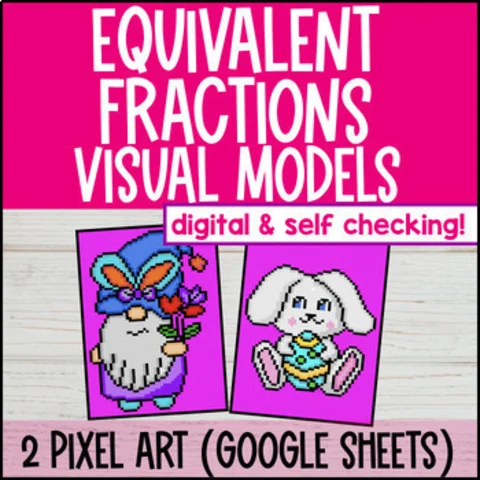 Thumbnail for Equivalent Fractions Digital Pixel Art | Visual Models Google Sheets