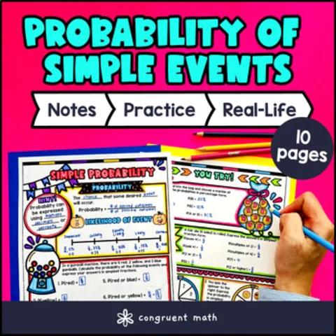 Thumbnail for Probability of Simple Events Guided Notes w/ Doodles | Probability Models Lesson