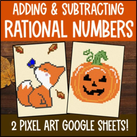 Thumbnail for Adding and Subtracting Rational Numbers — 2 Self-Checking Pixel Art Google Sheet