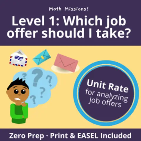 Thumbnail for Which Job Offer Should I Take? (Level 1) â€” Unit Rate Real World Math Project