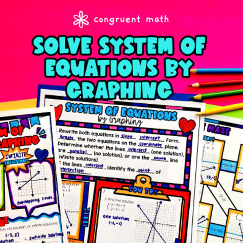 Thumbnail for System of Equations by Graphing Guided Notes w/ Doodles | Simultaneous Equations by Graphing Lesson Plan