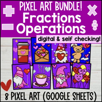 Thumbnail for Fraction Operations Digital Pixel Art BUNDLE | Add Subtract Multiply Divide