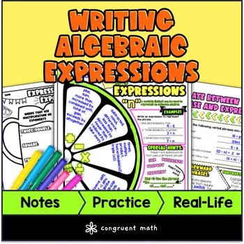 Writing Algebraic Expressions Guided Notes with Doodles | Sketch Graphic Notes