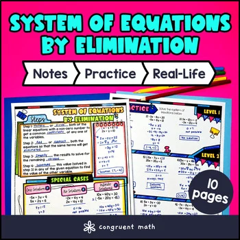 Thumbnail for System of Equations by Elimination Guided Notes w/ Doodles | Linear Equations