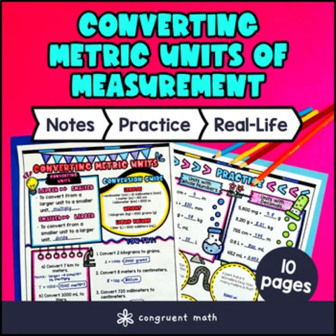 Thumbnail for Metric Units of Measurement Conversions Guided Notes w/ Doodles | 5th Grade
