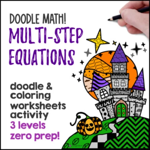 Thumbnail for Multi Step Equations 3 Levels — Doodle Math: Twist on Color by Number