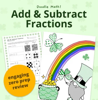 Thumbnail for St. Patrick's Day Adding & Subtracting Fractions | Doodle Math & Color by Number