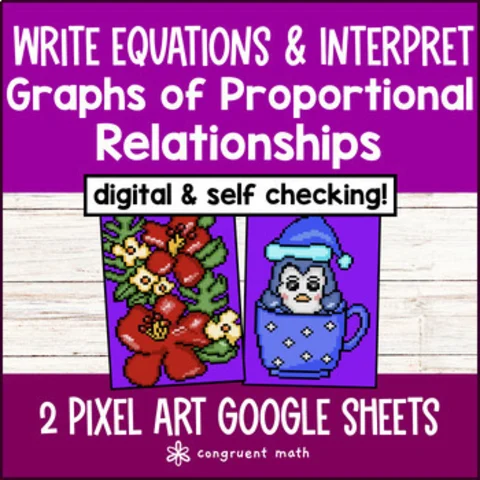 Thumbnail for Represent & Interpret Proportional Relationships Pixel Art | Writing Equations