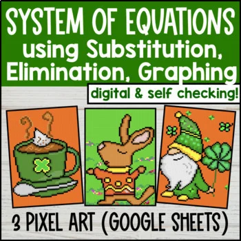Thumbnail for Solving System of Equations Digital Pixel Art | St. Patrick's Day Math