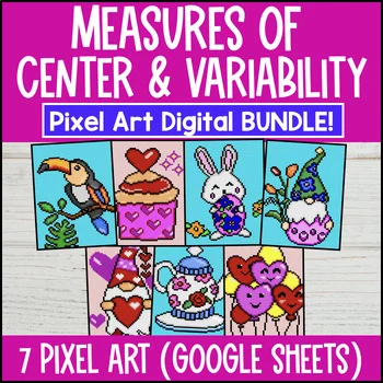 Thumbnail for Measures of Center and Variability Digital Pixel Art BUNDLE | IQR, Mean, MAD