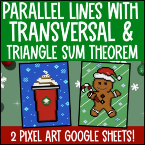 Thumbnail for Parallel Lines Cut by a Transversal Pixel Art | Triangle Sum Theorem | Vertical