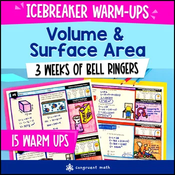 Volume and Surface Area of Prisms 7th Grade Warm Ups CCSS TEKS Bell Ringers