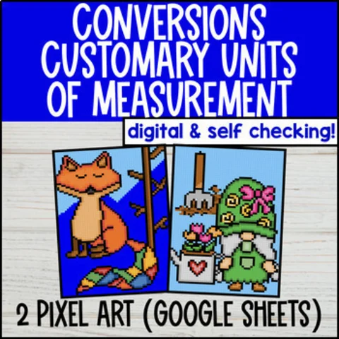 Thumbnail for Measurement Conversions Digital Pixel Art | Customary Units | 5th Grade Activity