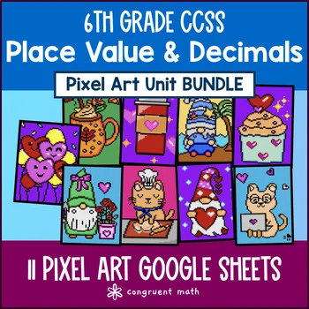 Thumbnail for Place Value & Decimals Pixel Art Unit BUNDLE | 6th Grade CCSS
