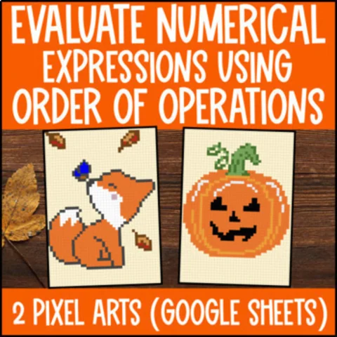 Thumbnail for Thanksgiving | Evaluating Numerical Expressions Pixel Art | Order of Operations