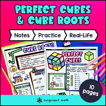 Cube Roots & Perfect Cubes Guided Notes & Doodle | 8th Grade Sketch Notes Lesson
