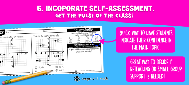 Self-assessment in Daily Math Warm Ups Banner