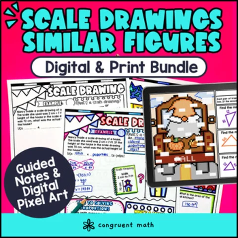 Thumbnail for Scale Drawings & Scale Factors Digital & Print | Scaled Copies | Notes Pixel Art
