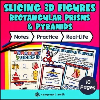 Thumbnail for Cross Sections of 3D Figures Guided Notes w/ Doodles | Slicing Prisms & Pyramids