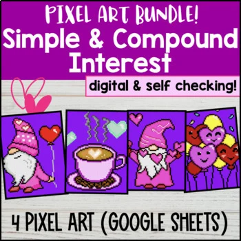 Thumbnail for Valentine's Day | Simple and Compound Interest & Percentages Digital Pixel Art
