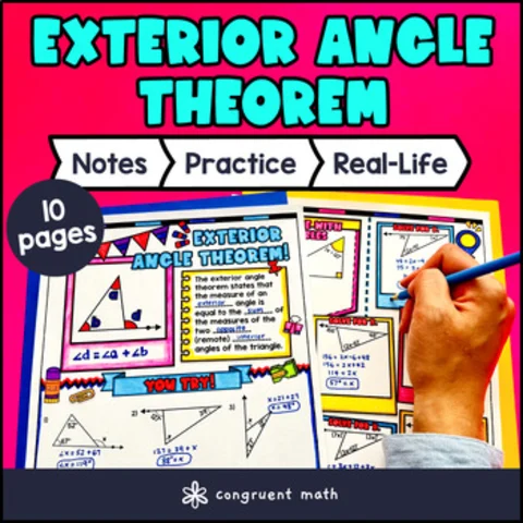Thumbnail for Exterior Angle Theorem Guided Notes w Doodles | Graphic & Sketch Notes 8th Grade