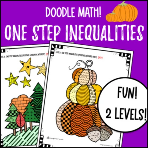 Thumbnail for One Step Inequalities | Doodle Math: Twist on Color by Number
