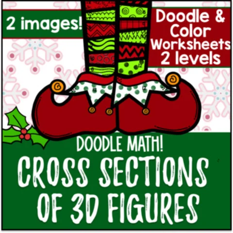 Thumbnail for Cross Sections of 3D Figures Doodle & Color by Number | Slicing Solids