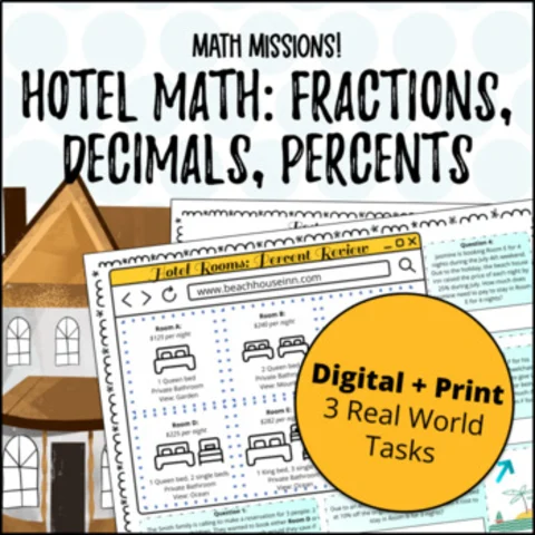 Thumbnail for Fractions, Decimals, Percents Real-Life Math Project | Hotel Math