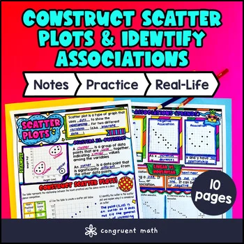 Thumbnail for Construct Scatter Plots & Identify Associations Guided Notes w Doodles 8th Grade