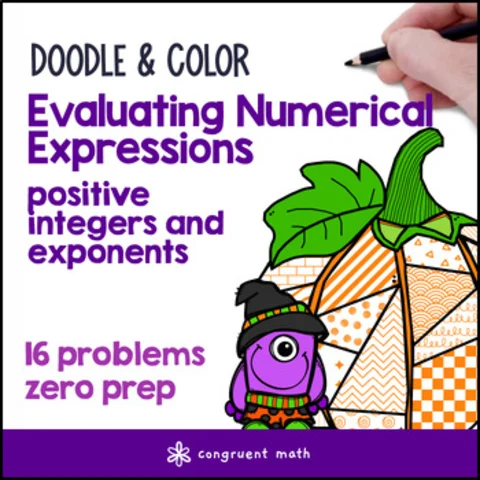 Thumbnail for Evaluating Numerical Expressions | Doodle Math Color by Number | Halloween