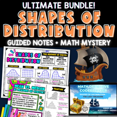 Thumbnail for Shapes of Data Distribution Guided Notes & Practice BUNDLE | Data & Statistics