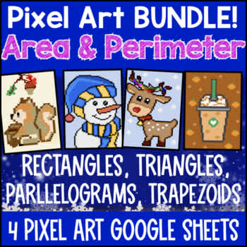 [Christmas] Area and Perimeter Pixel Art BUNDLE