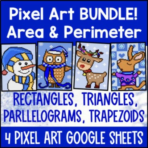 Thumbnail for Area and Perimeter of Composite Figures Digital Pixel Art BUNDLE
