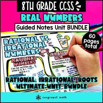 Thumbnail for Real Number System Guided Notes BUNDLE | Rational Irrational | 8th Grade CCSS