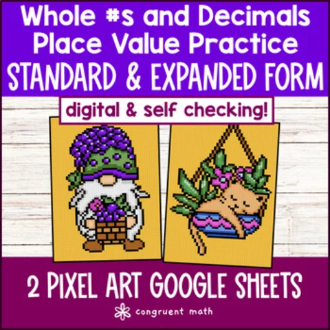 Thumbnail for Place Value: Standard & Expanded Form Digital Pixel Art | 4th, 5th, 6th Grade