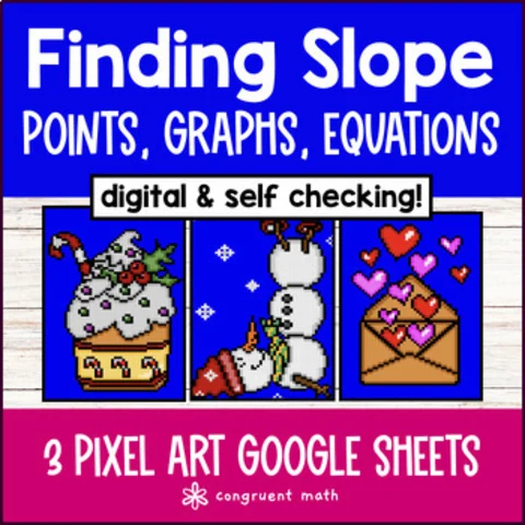 Thumbnail for Slope Linear Functions | Points, Graphs, Equations | Christmas Digital Pixel Art
