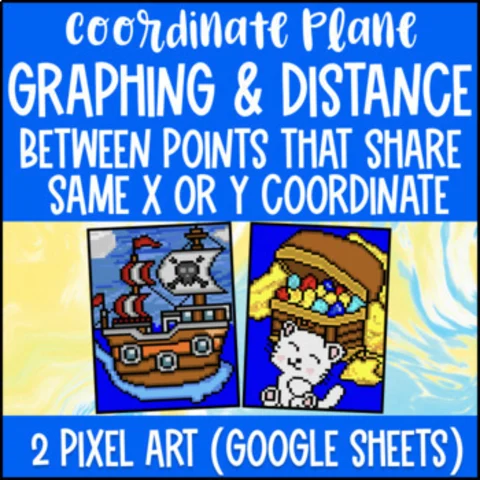 Thumbnail for Four Quadrants of the Coordinate Plane Digital Pixel Art | Distance Same X or Y