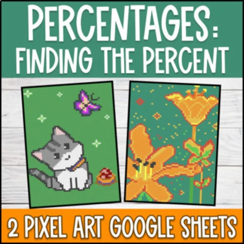 Thumbnail for Percents Finding the Percent Pixel Art | Digital Google Sheets | Word Problems