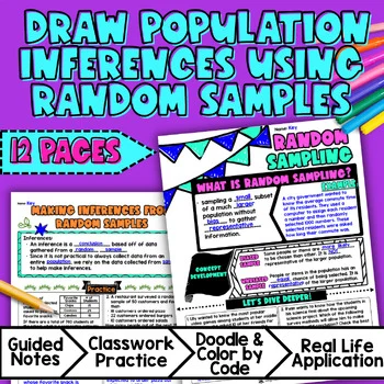 Population Inferences with Random Samples Guided Notes | 7th Grade Statistics
