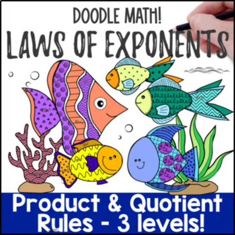 Thumbnail for Product & Quotient Exponent Rules Doodle & Color by Number | Laws of Exponents