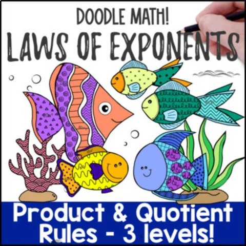 Thumbnail for Product & Quotient Exponent Laws Rules | Doodle Math: Twist on Color by Number