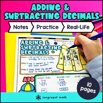 Thumbnail for Adding and Subtracting Decimals Guided Notes with Doodles | Sketch Notes Lesson