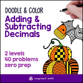 Adding & Subtracting Decimals | Doodle Math: Twist on Color by Number | Fall