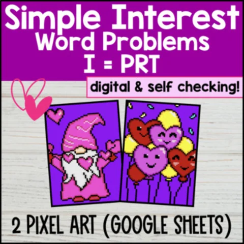 Thumbnail for Simple Interest Digital Pixel Art Activity | Word Problems with I=prt
