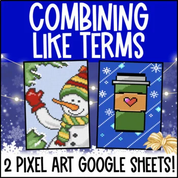 Thumbnail for Combining Like Terms Digital Pixel Art | Simplifying Expressions Google Sheets