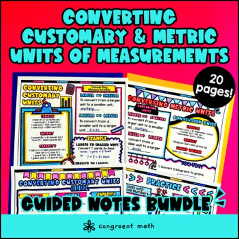 Thumbnail for Converting Customary & Metric Units of Measurements Guided Notes w Doodles