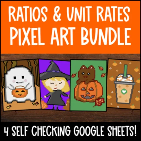 Thumbnail for Ratios and Unit Rates BUNDLE — 4 Pixel Art Sheets