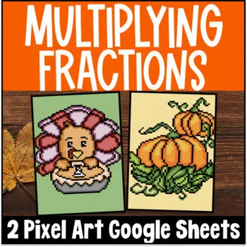 Thumbnail for Multiplying Fractions Whole Numbers & Fractions Pixel Art | Digital Google Sheet