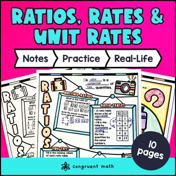 Ratios, Rates & Unit Rates Guided Notes & Doodles | Equivalent Ratios